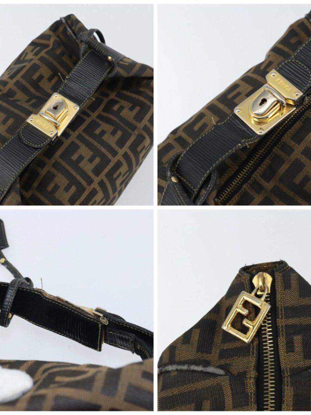 FENDI Zucca Canvas Vanity Bag Black Brown Auth 158112 - Picture 16 of 16